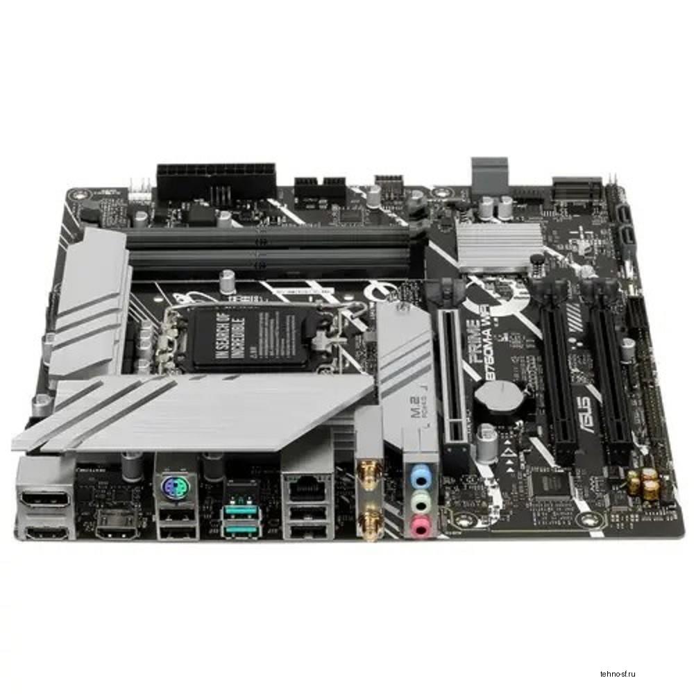 ASUS PRIME B760M-A WIFI (Socket 1700, mATX, 4xDDR5(128GB), 2xHDMI 2.1/DP, 3xPCIe 4.0x16, 1xLAN (2.5GbE), Wi-Fi, BT, 4xSATA 6Gb/s, 2xM.2, 2xUSB 3.2, 4xUSB 2.0, 1xPS/2)(90MB1EL0-M1EAY0)
