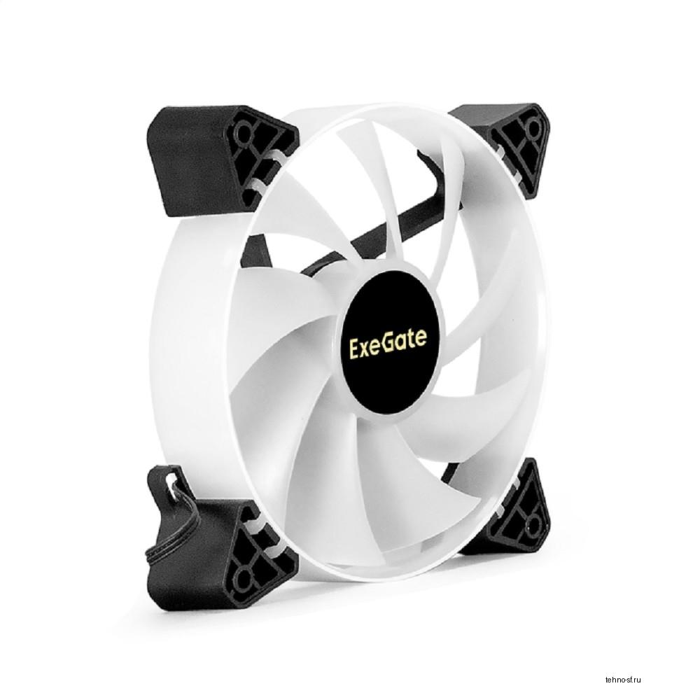 Exegate EX295966RUS Вентилятор 12В DC с подсветкой ExeGate EX12025HM3PM.FRGB.5CSU (120x120x25 мм, Hydraulic bearing (гидродинамический), 3pin+Molex, FRGB подсветка, 24dBA)