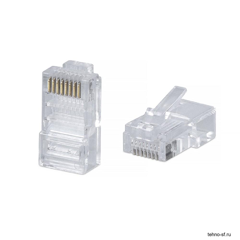 Cabeus 8P8C-FC Коннектор RJ-45 быстрой установки под витую пару, категория 5e, универсальный (для одножильного и многожильного кабеля) для проводников с толщиной по изоляции до 1,05 мм
