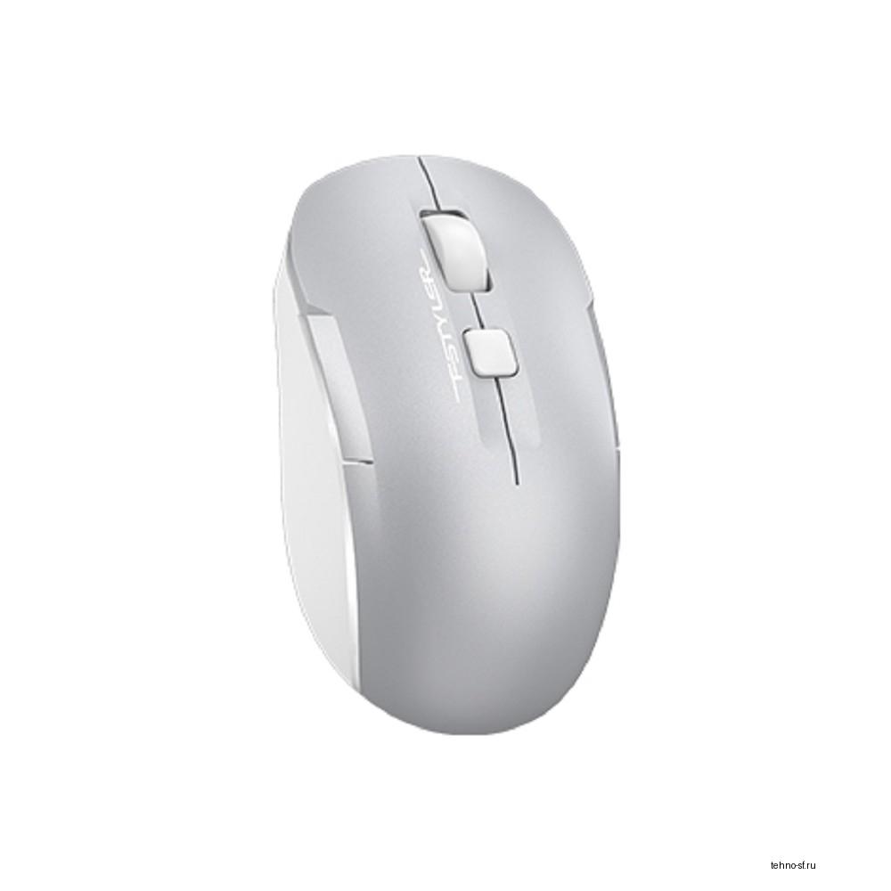 Мышь A4TECH Fstyler FB26CS Air2, оптическая, беспроводная, USB, серебристый и белый [fb26cs air2 icy white]