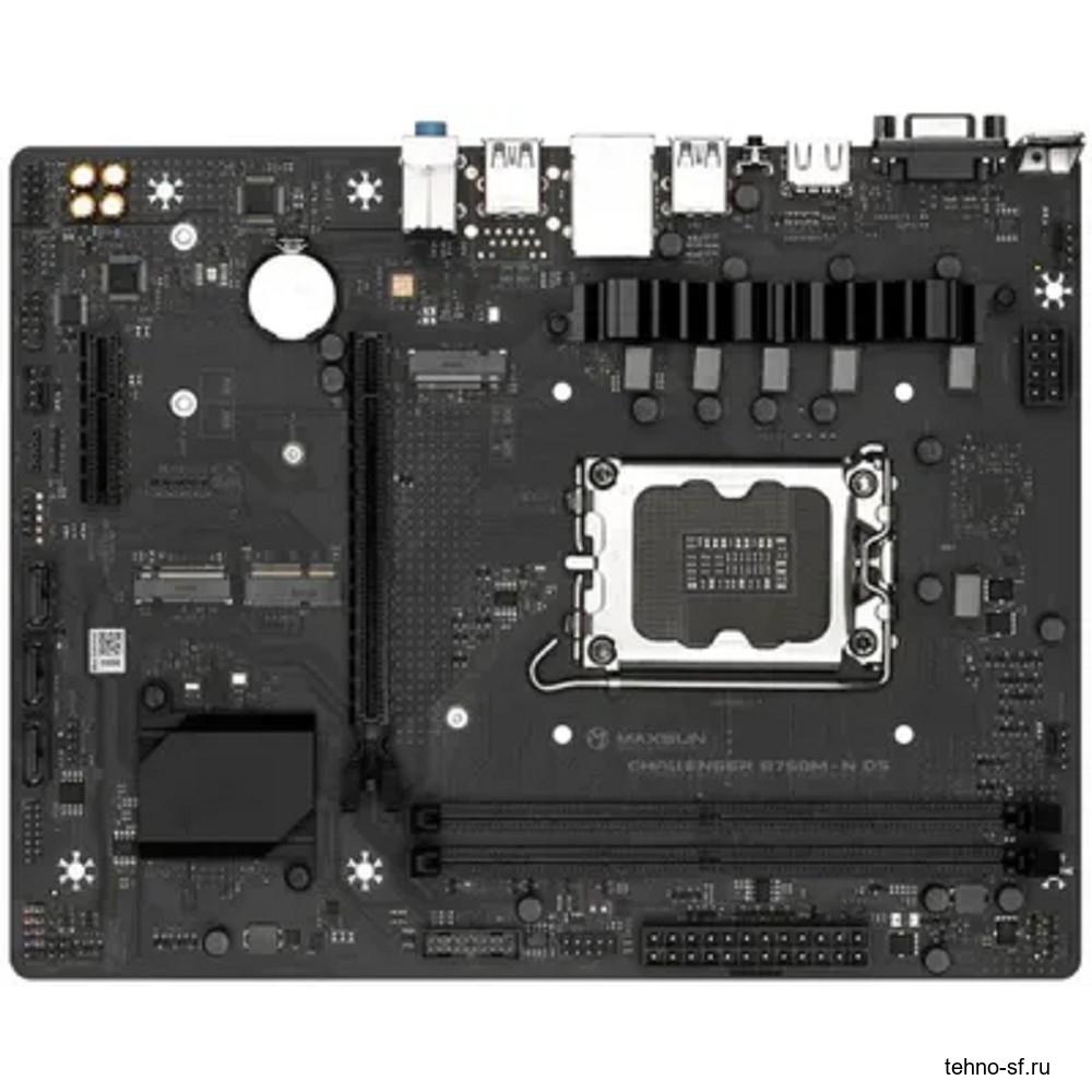 MAXSUN MS-Challenger B760M-N D5 V2 (Socket 1700, mATX, 2*DDR5, VGA/HDMI, 3*SATA3, 2*M.2, 1xPCI-E x16 /1xPCI-E x4, 4*USB 2.0,  2*USB 3.2 Gen1 , LAN 1*1G,  RTL)