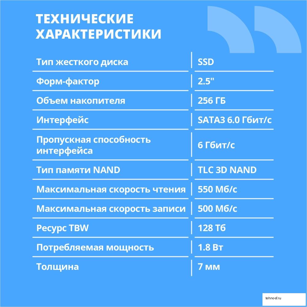 CBR SSD-256GB-2.5-BS24b, Внутренний SSD-накопитель, серия "Base", 256 GB, 2.5", SATA III 6 Gbit/s, 3D TLC NAND, R/W speed up to 550/500 MB/s, TBW (TB) 128, OEM