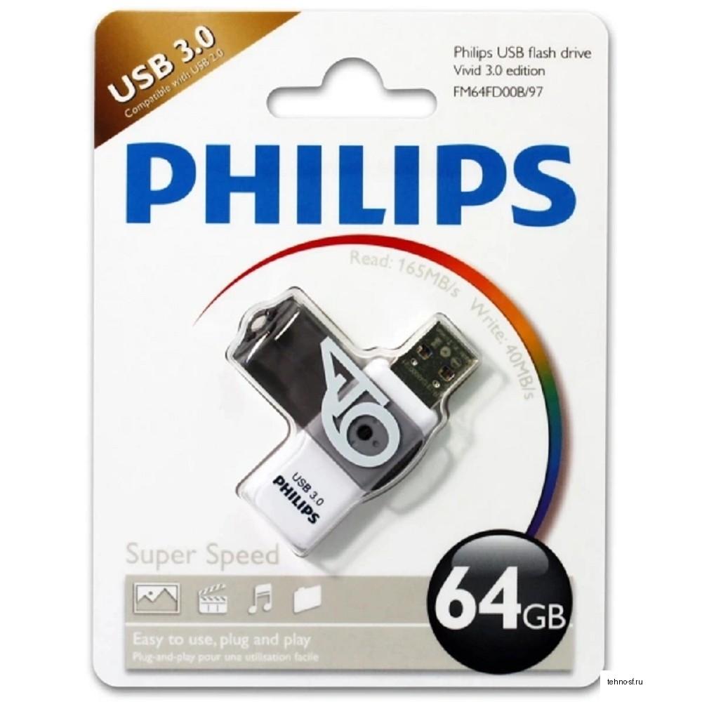 PHILIPS USB Drive 64GB PHILIPS VIVID3.0 64GB, USB 3.0 FM64FD00B/97