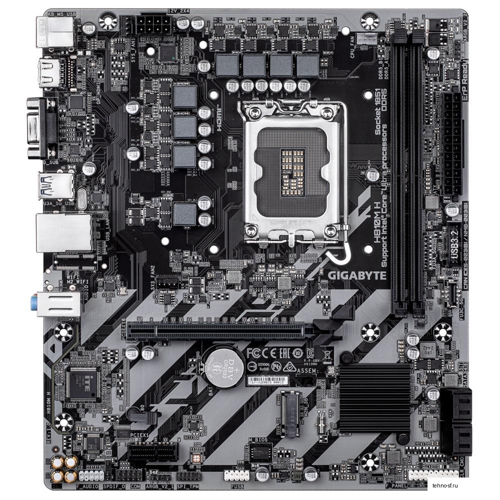 Gigabyte H810M H {Socket 1851, Intel®H810, 2xDDR5-6400, D-SUB+HDMI, 1xPCI-Ex16, 1xPCI-Ex1, 4xSATA3(RAID 0/1/5/10), 1xM.2, 8Ch Audio, GLan, (5+2)xUSB2.0, (1+2)xUSB3.2, (0+1)xUSB Type-C™, mATX}
