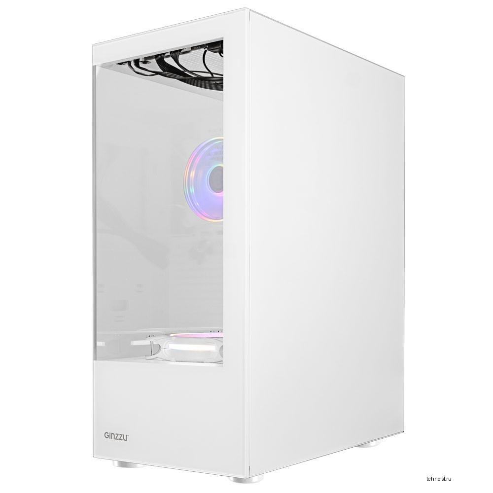 Ginzzu CL310 ATX FAN 3*12LD4 FRGB передняя панель Стекло Белый