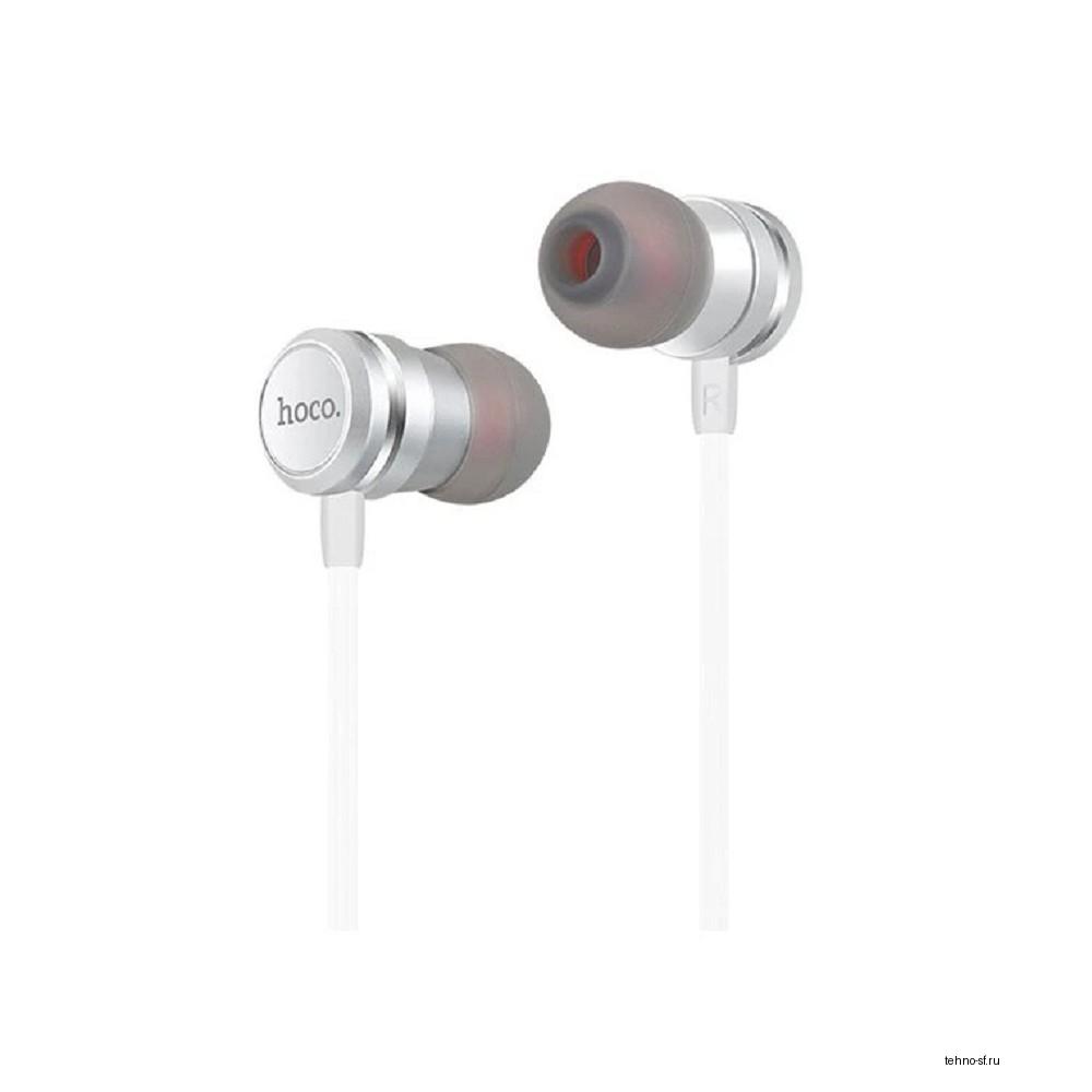 HOCO M16/ Наушники + микрофон/ Кнопка ответа/ 1.2м/ 3.5 mm jack/ Silver