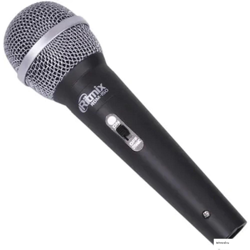 RITMIX RDM-150 (Black) {50 Гц - 10 кГц, 600 Ом, чувств. микр. -50 дБ, выход Jack 6.3 мм, 50 x 50 x 180 мм, длина кабеля 4 м, пластик}