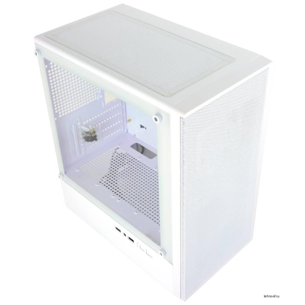 Корпус Ginzzu CL411 mATX передняя панель Сетка белый
