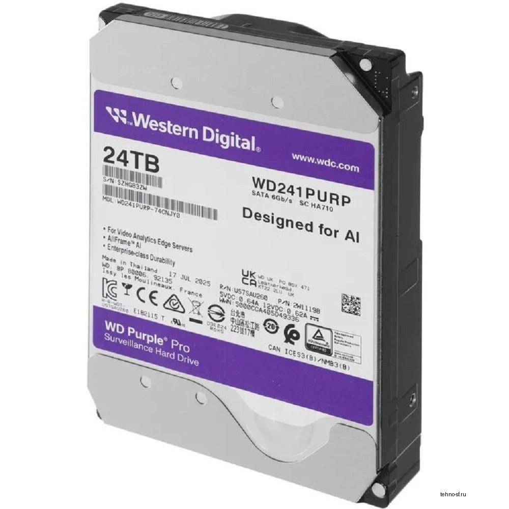 24TB WD Purple Pro (WD241PURP) {Serial ATA III, 7200- rpm, 512Mb, 3.5"}