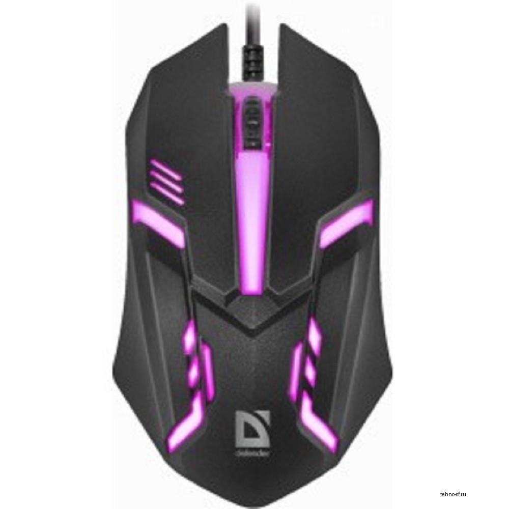 Повреждение упаковки Defender Cyber MB-560L [52560] {Проводная оптическая мышь, 7 цветов, 3 кнопки,1200dpi, черный}
