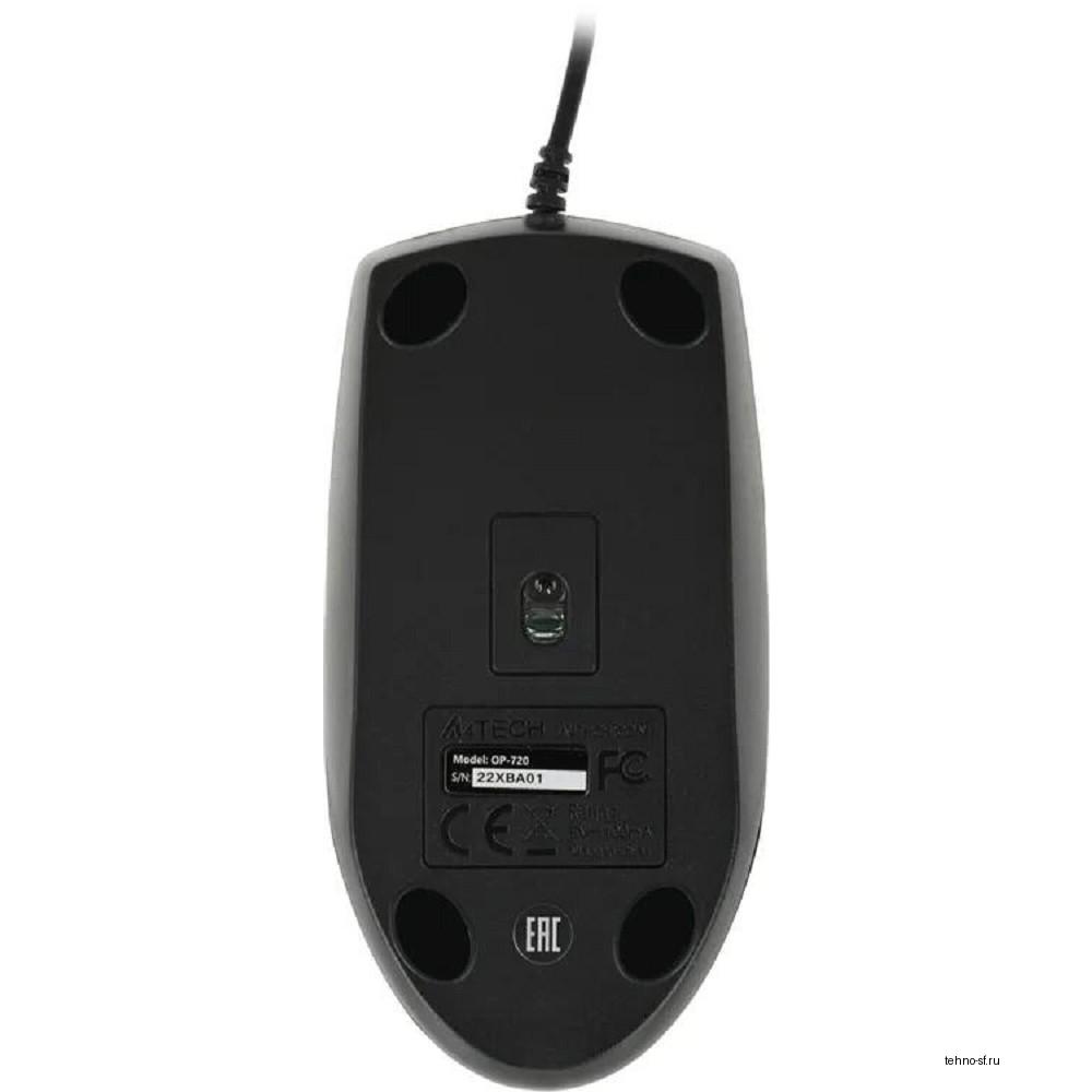 A-4Tech Мышь OP-720 (черный) USB, пров. опт. мышь, 2кн, 1кл-кн [513289]