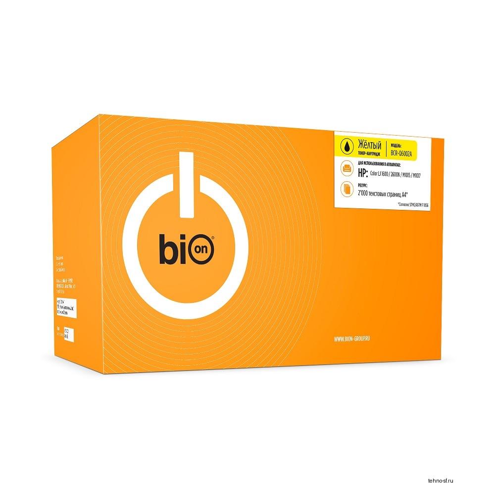 Bion BCR-Q6002A Картридж для HP {Color LaserJet 2600/1600/2605N} (2000  стр.), Желтый, с чипом
