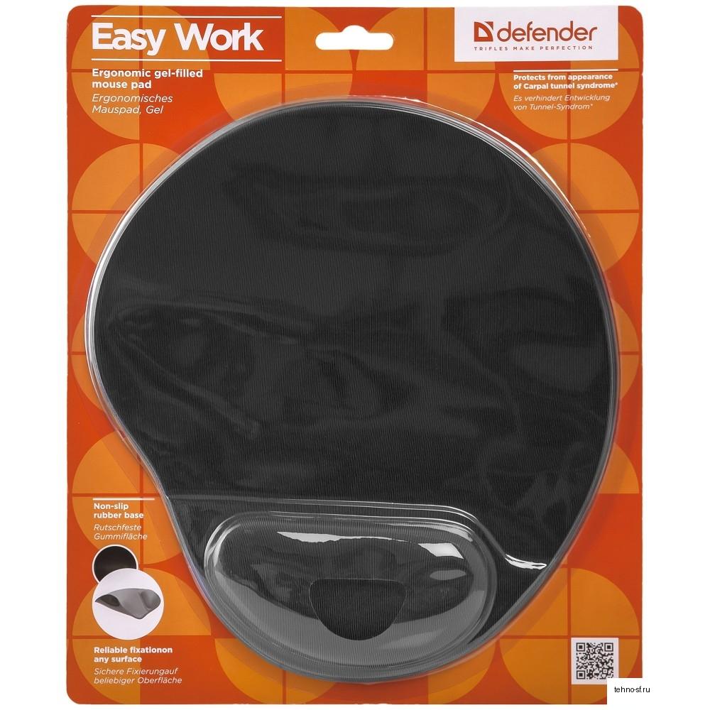 Defender Коврик для мыши Easy Work черный 260х225х5 мм, лайкра [50905]
