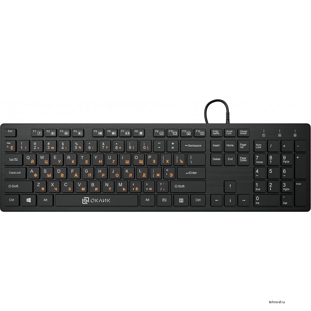 Клавиатура Oklick 520M2U черный/черный USB slim Multimedia [1061587]
