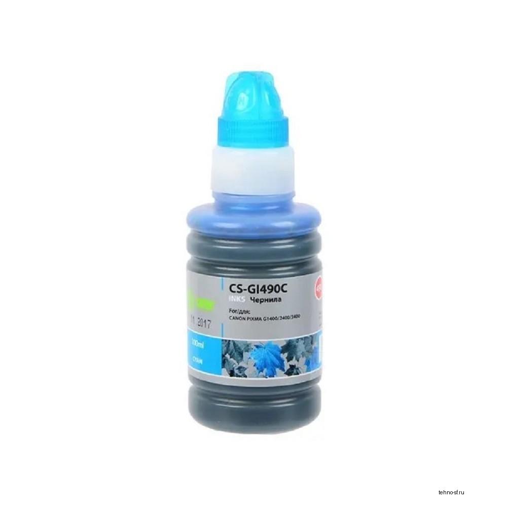 Cactus Чернила CS-GI490C для Canon Pixma G1400/G2400/G3400, голубой, 100мл