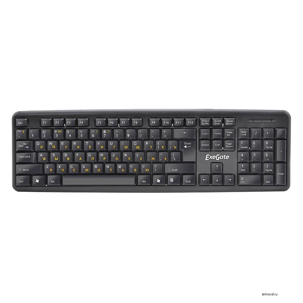 Exegate EX279937RUS Клавиатура Exegate LY-331, <USB, шнур 1,5м, черная, 104кл, Enter большой>, OEM