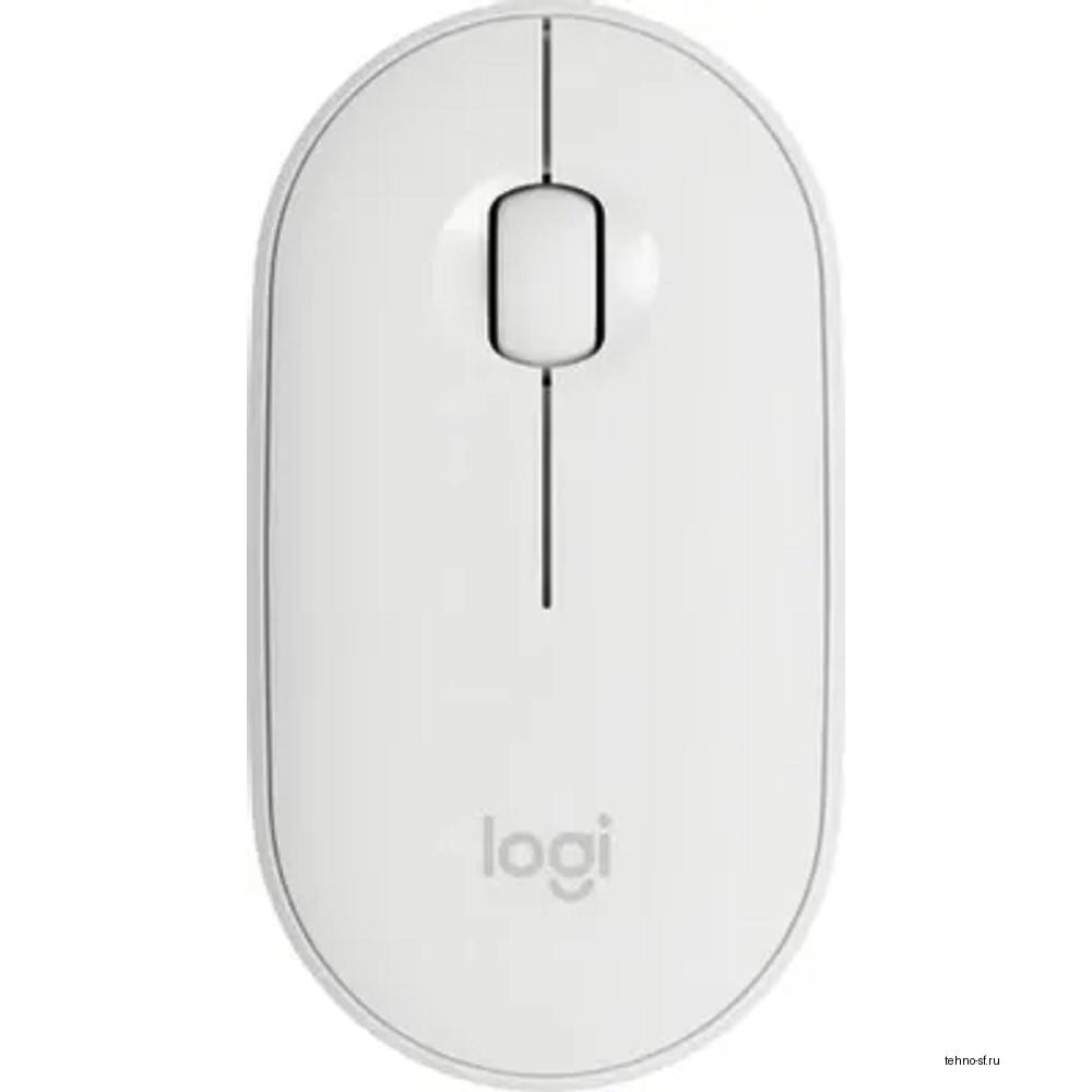 910-005716/910-005541 Мышь Logitech Pebble M350 белый оптическая (1000dpi) silent беспроводная BT USB для ноутбука (3but)