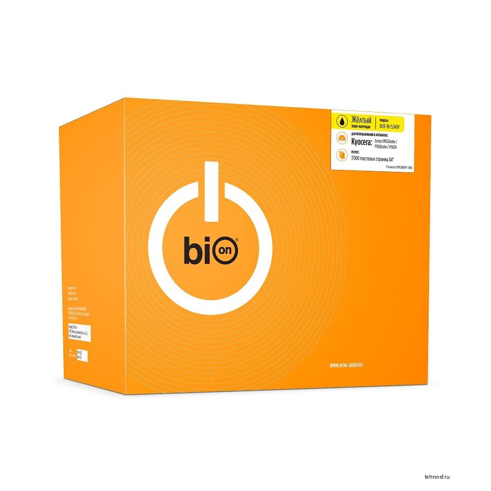 Bion BCR-TK-5240Y Картридж для Kyocera ECOSYS { P5026cdn/P5026cdw/M5526cdn/M5526cdw} (3000  стр.), Желтый, с чипом