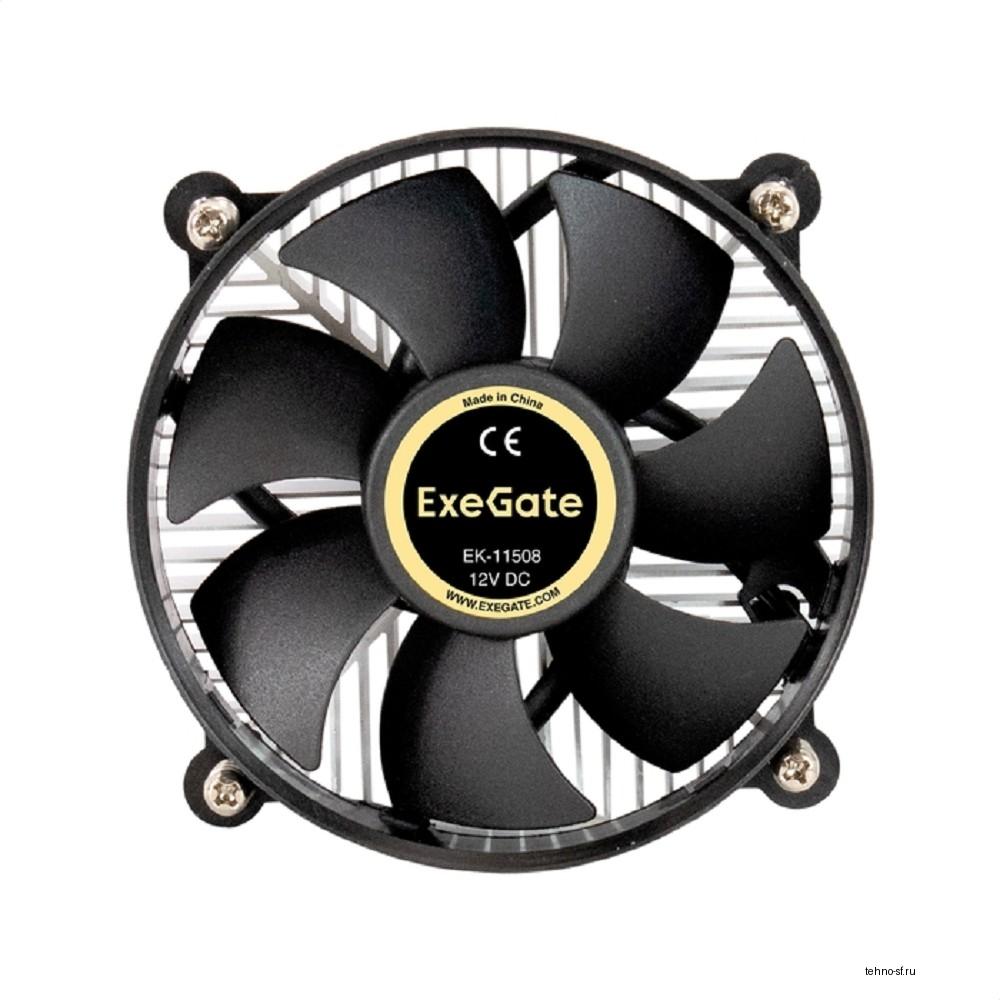 Exegate EX286141RUS Кулер ExeGate EK-11508.PWM (Al, LGA1150/1151/1155/1156/1200, TDP 75W, Fan 90mm, PWM, 1200-2600RPM, Hydro bearing, 4pin, 11-24db, 285г, с термопастой, на винтах, Retail color box)