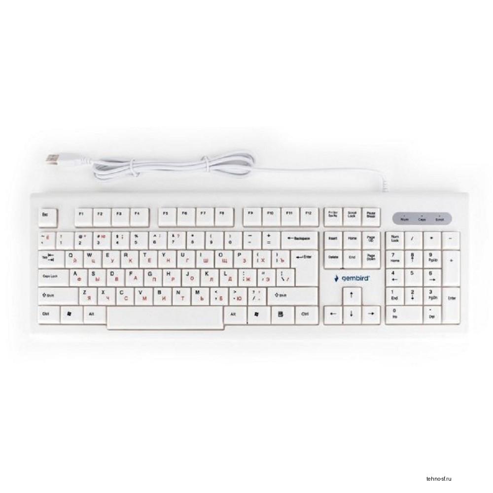 Клавиатура Gembird KB-8354U,{USB, бежевый/белый, 104 клавиши, кабель 1,45м}