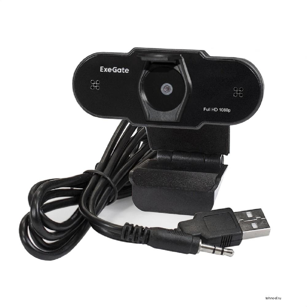 Exegate EX287388RUS Веб-камера ExeGate BlackView C615 FullHD Tripod (матрица 1/3" 2 Мп, 1920х1080, 1080P, 30fps, 4-линзовый объектив, шторка, USB, фиксированный фокус, микрофон с шумоподавлением, унив