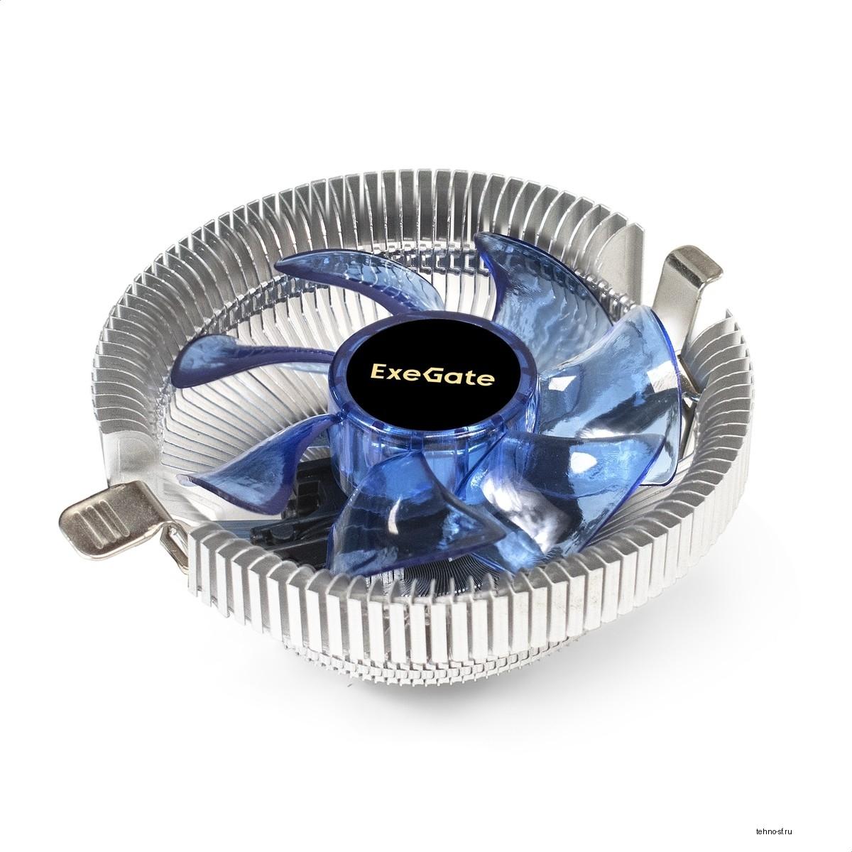 Exegate EX286146RUS Кулер ExeGate Wizard EE91-BLUE (Al, LGA775/1150/1151/1155/1156/1200/AM2/AM2+/AM3/AM3+/AM4/FM1/FM2/754/939/940, TDP 75W, Fan 90mm, 2200RPM, Hydro bearing, 3pin, 22db, 215г, голубая
