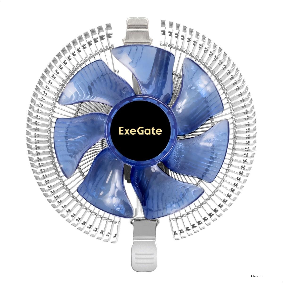 Exegate EX286146RUS Кулер ExeGate Wizard EE91-BLUE (Al, LGA775/1150/1151/1155/1156/1200/AM2/AM2+/AM3/AM3+/AM4/FM1/FM2/754/939/940, TDP 75W, Fan 90mm, 2200RPM, Hydro bearing, 3pin, 22db, 215г, голубая