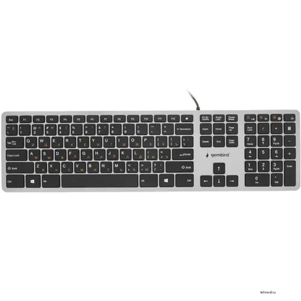 Клавиатура ноутбучного типа  Gembird KB-8420,{USB, ножничный механизм, клавиши управления громкостью, 104 клавиши, кабель 1,5м}
