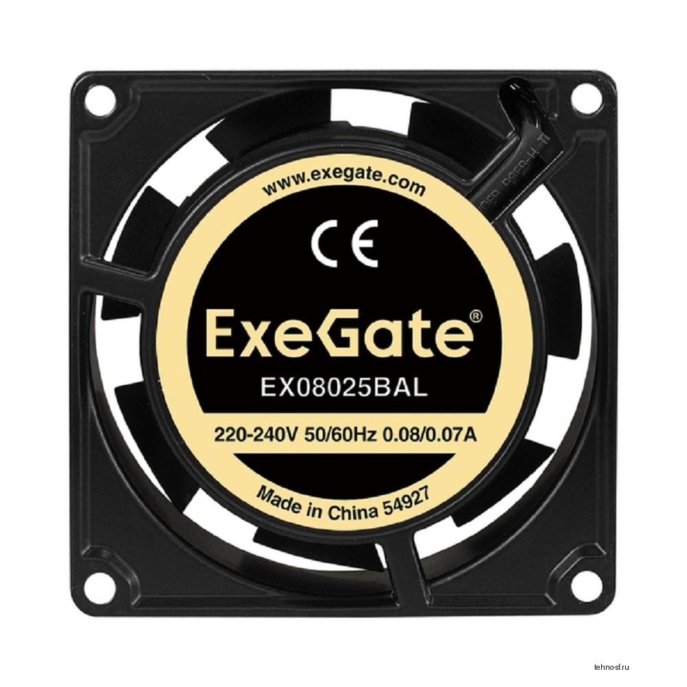 Exegate EX288997RUS Вентилятор 220В ExeGate EX08025BAL (80x80x25 мм, 2-Ball (двойной шарикоподшипник), подводящий провод 30 см, 2600RPM, 32dBA)
