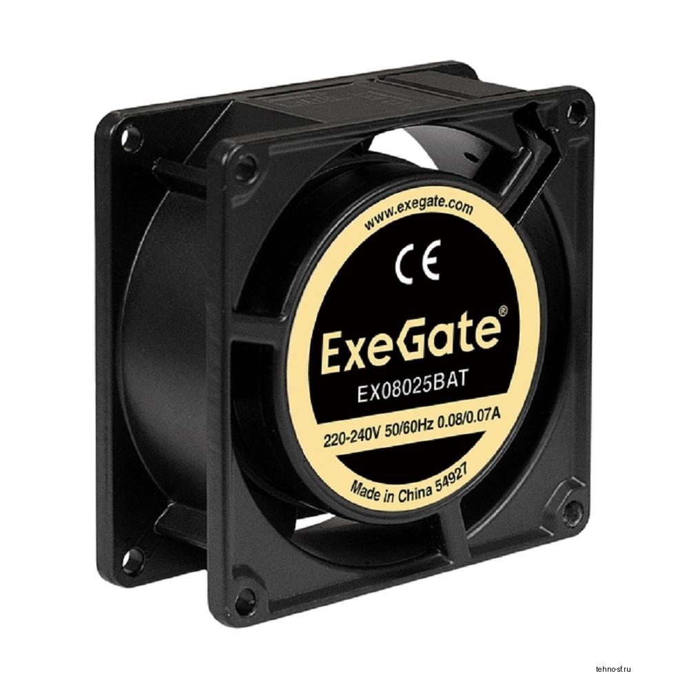 Exegate EX288998RUS Вентилятор 220В ExeGate EX08025BAT (80x80x25 мм, 2-Ball (двойной шарикоподшипник), клеммы, 2600RPM, 32dBA)