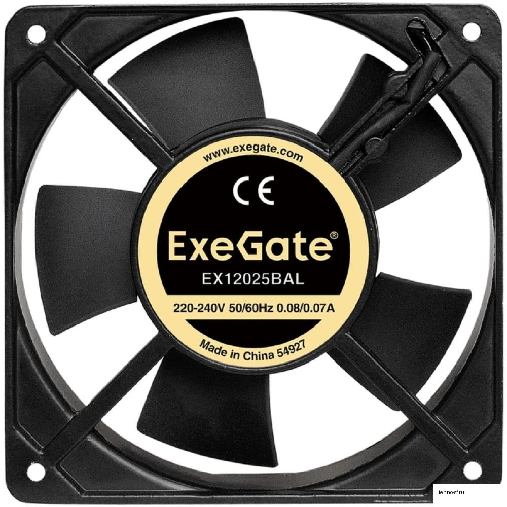 Exegate EX289013RUS Вентилятор 220В ExeGate EX12025BAL (120x120x25 мм, 2-Ball (двойной шарикоподшипник), подводящий провод 30 см, 22000RPM, 33dBA)