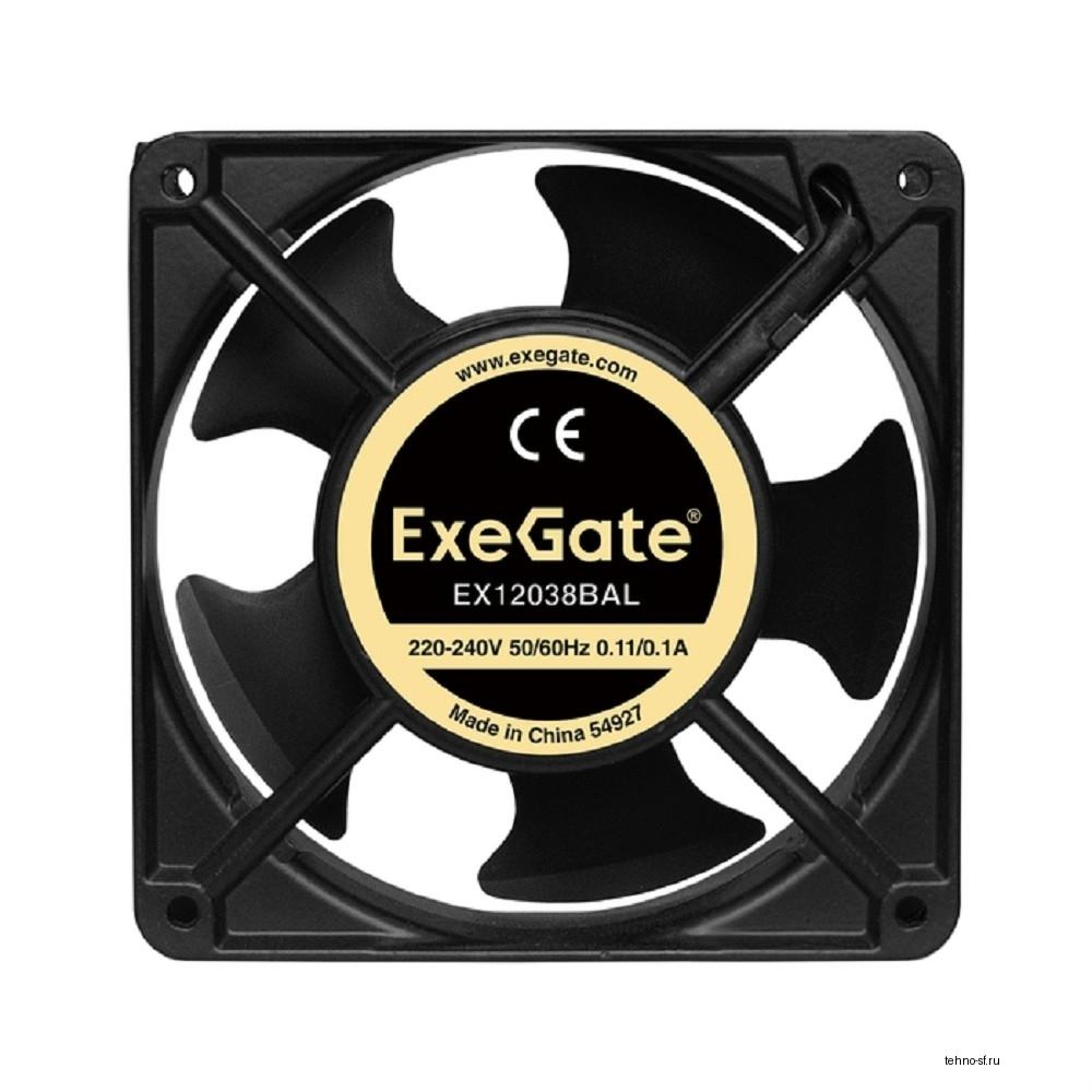 Exegate EX289017RUS Вентилятор 220В ExeGate EX12038BAL (120x120x38 мм, 2-Ball (двойной шарикоподшипник), подводящий провод 30 см, 2700RPM, 43dBA)