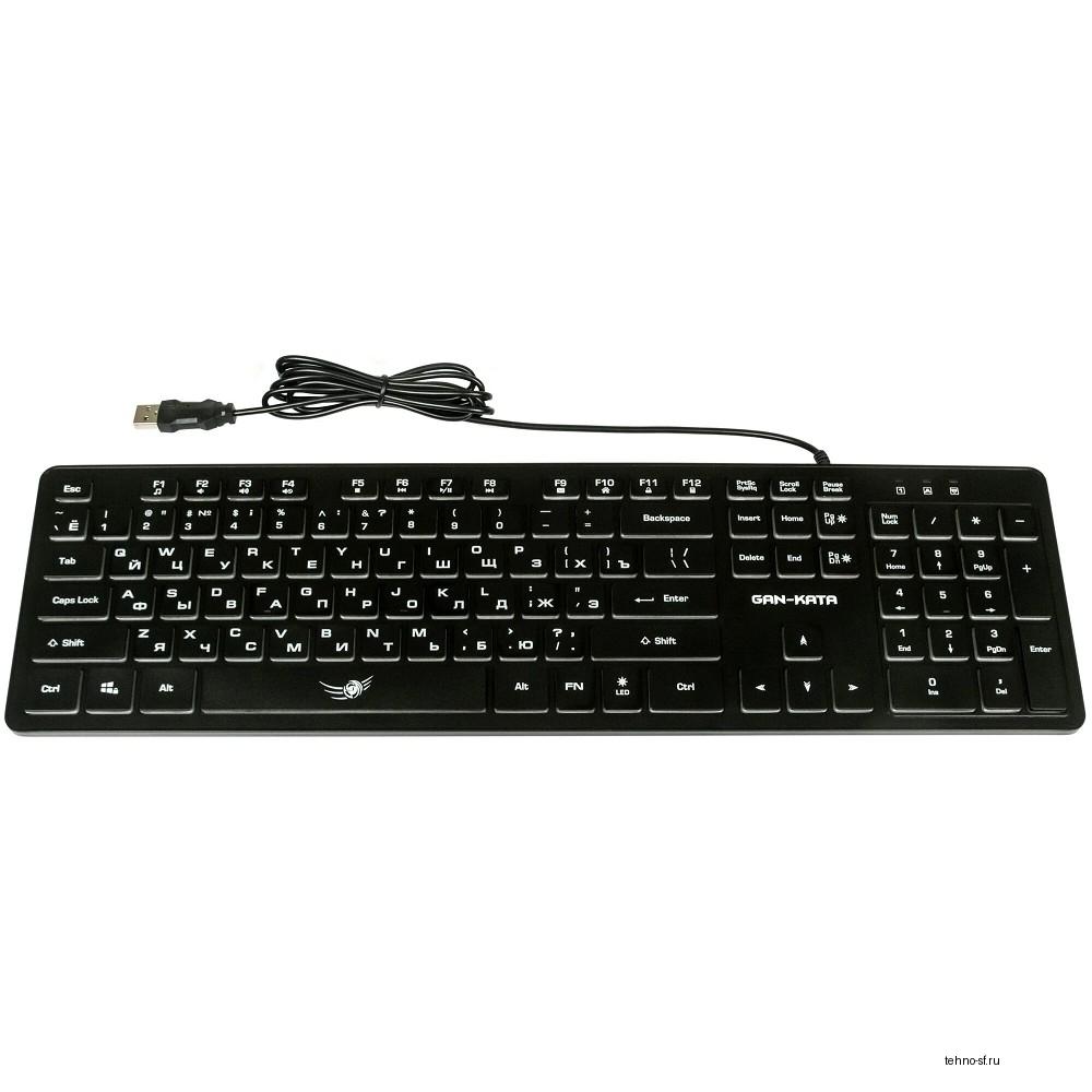 Dialog Проводной игровой набор KMGK-1707U BLACK Gan-Kata - клавиатура + опт. мышь с RGB подсветкой