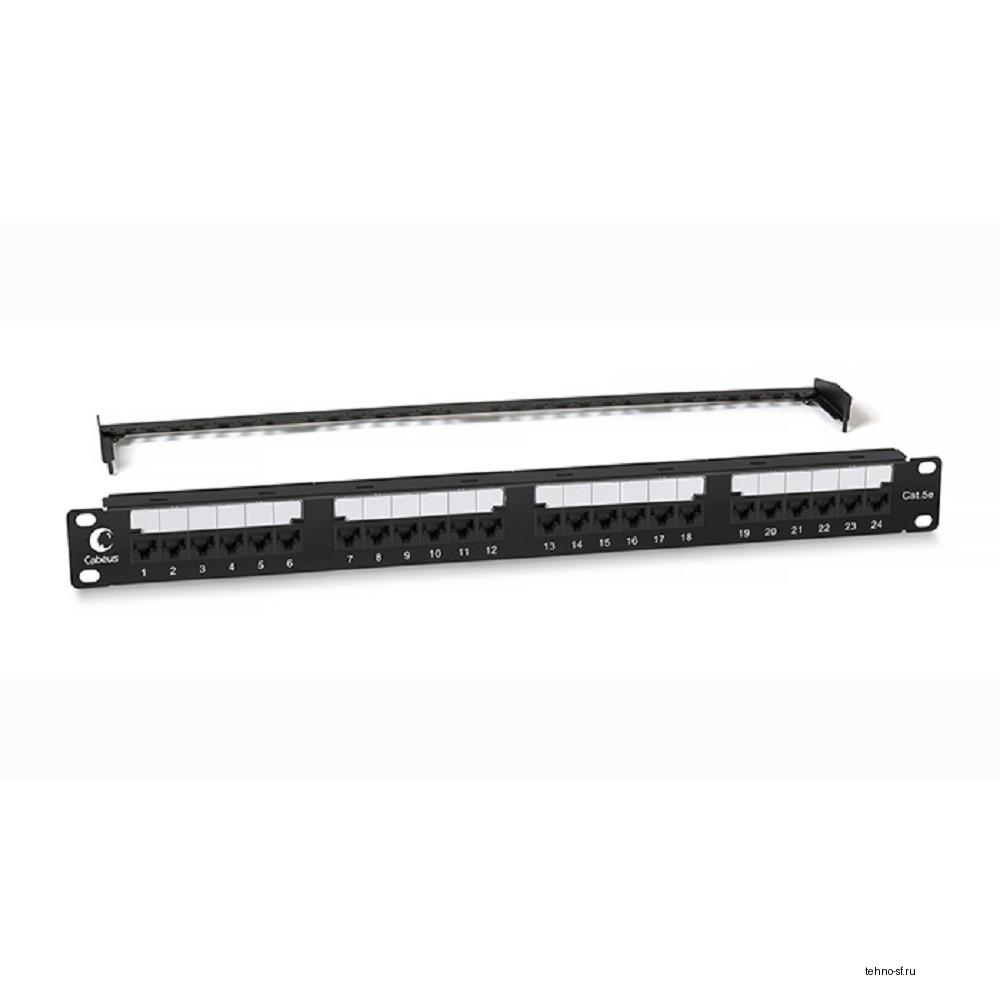 Cabeus PL2-24-Cat.5e-Dual IDC Патч-панель 19" (1U), 24 порта RJ-45, категория 5e, Dual IDC, с задним кабельным организатором, new