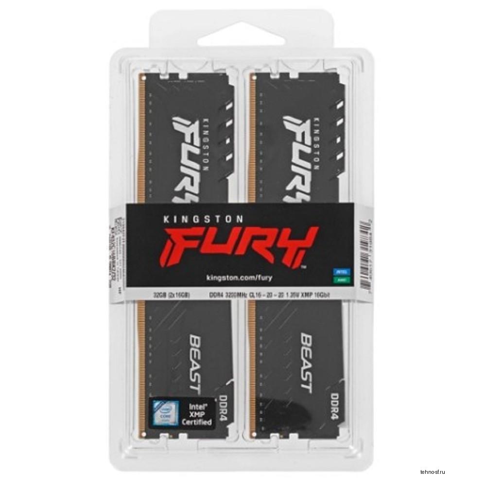 Kingston DDR4 DIMM 32GB Kit 2x16Gb KF432C16BBK2/32 PC4-25600, 3200MHz, CL16