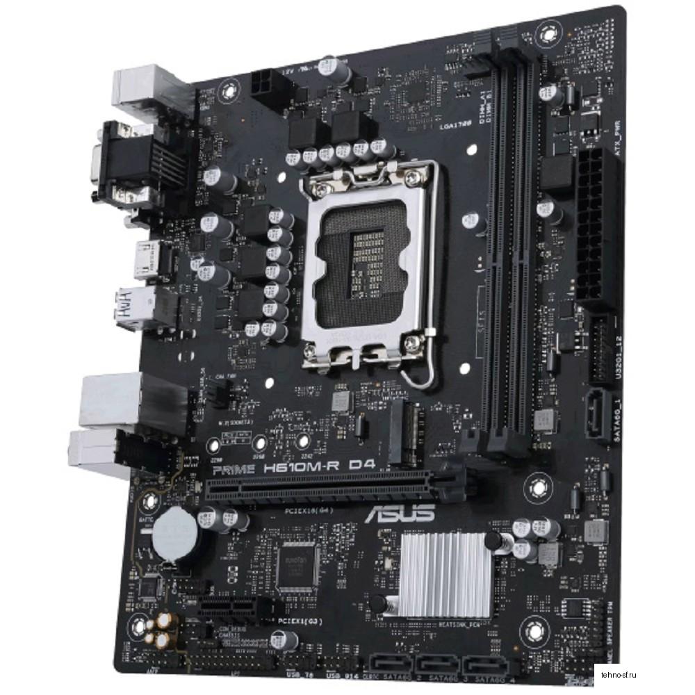 ASUS PRIME H610M-R D4-SI (Socket 1700, mATX, 2xDDR4(64GB), VGA/DVI-D/HDMI 2.1, 1xPCIe 4.0x16/1xPCIe 3.0, 1xLAN, 4xSATA 6Gb/s, 1xM.2, 2xUSB 3.2, 2xUSB 2.0, 2xPS/2)