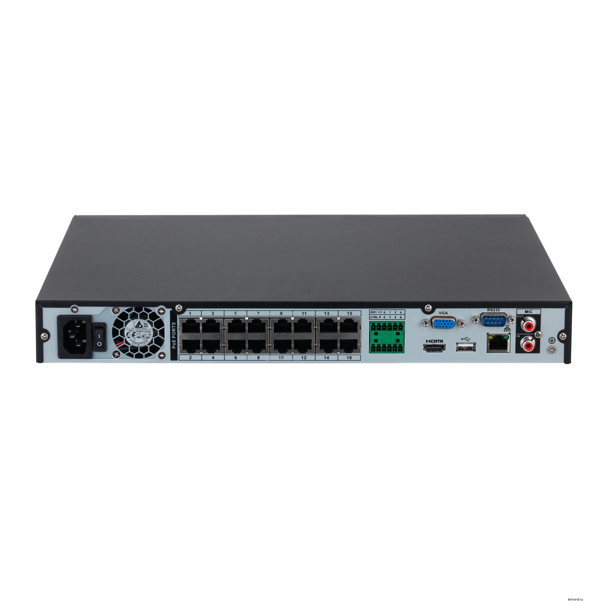 DAHUA DHI-NVR4216-16P-4KS3 16-канальный IP-видеорегистратор с PoE 4K и H.265+, видеоаналитика, входящий поток до 160Мбит/с, 2 SATA III до 20Тбайт