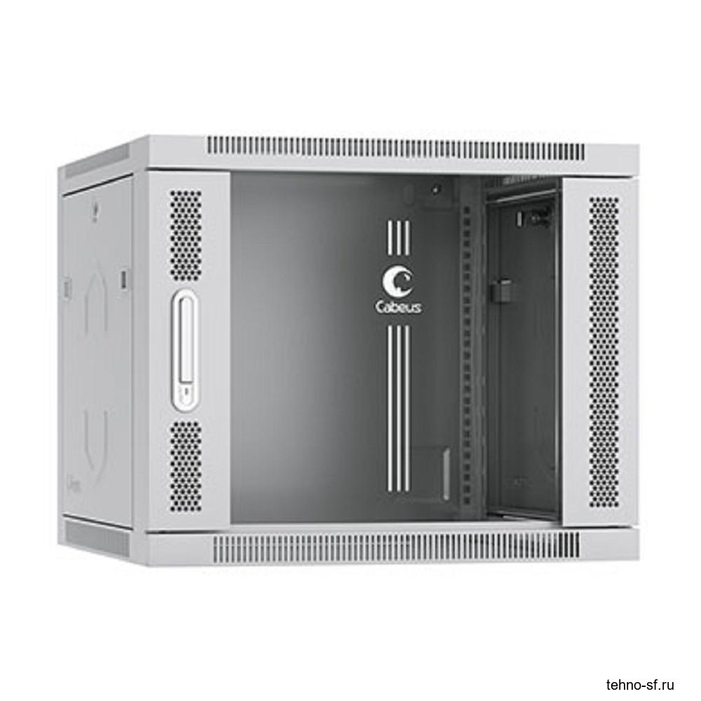 Cabeus SH-05F-9U60/60 Шкаф телекоммуникационный настенный 19" 9U 600x600x501mm (ШхГхВ) дверь стекло, цвет серый (RAL 7035)