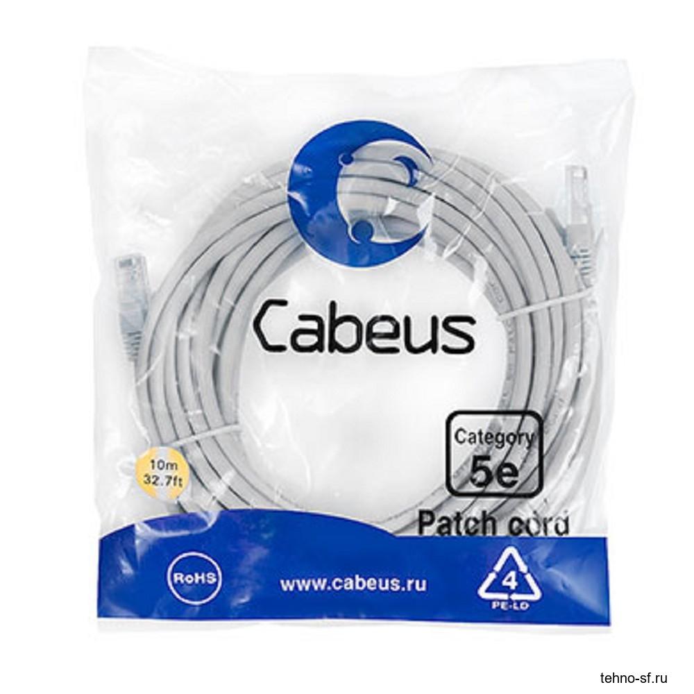 Cabeus PC-UTP-RJ45-Cat.5e-10m Патч-корд U/UTP, категория 5е, 2xRJ45/8p8c, неэкранированный, серый, PVC, 10м