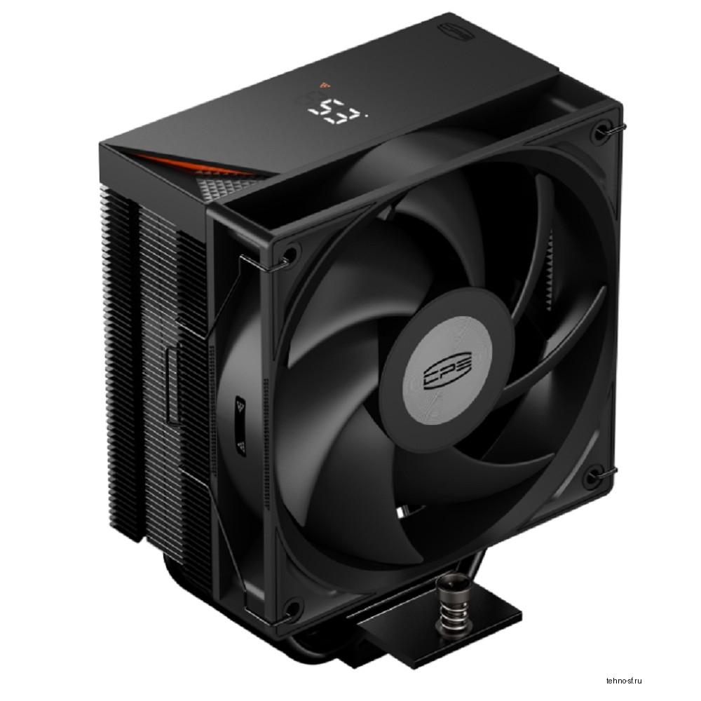 CPU Cooler PCCooler RT400 Digital BK (230W, 4-pin PWM, LED temp., 152mm, Al/Cu, 4x6mm, 1x120mm, 73.32CFM, 34.9dBA, 2200RPM, S: 1851/1700/1200/115X, AM5/AM4, black)