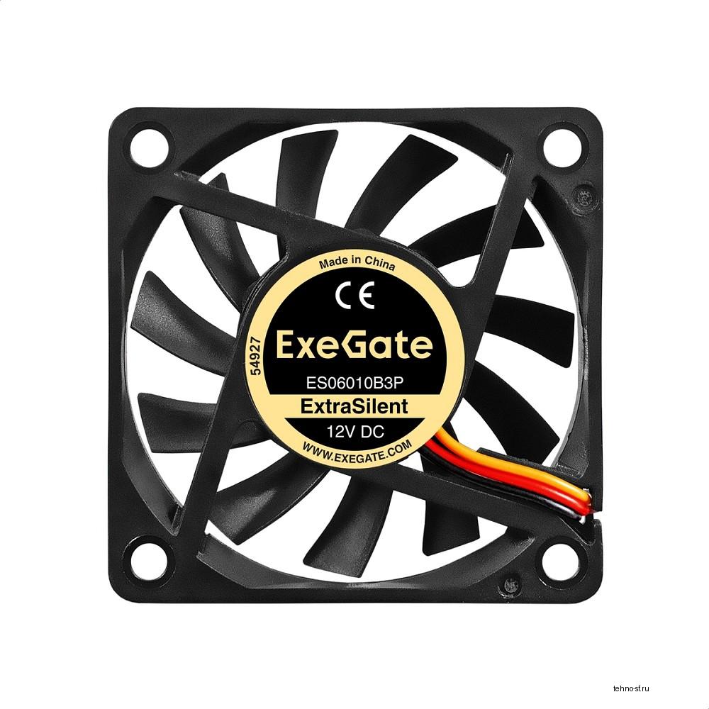 Exegate EX297026RUS Вентилятор 12В DC ExeGate ExtraSilent ES06010B3P (60x60x10 мм, 2-Ball (двойной шарикоподшипник), 3pin, 2000RPM, 16dBA)