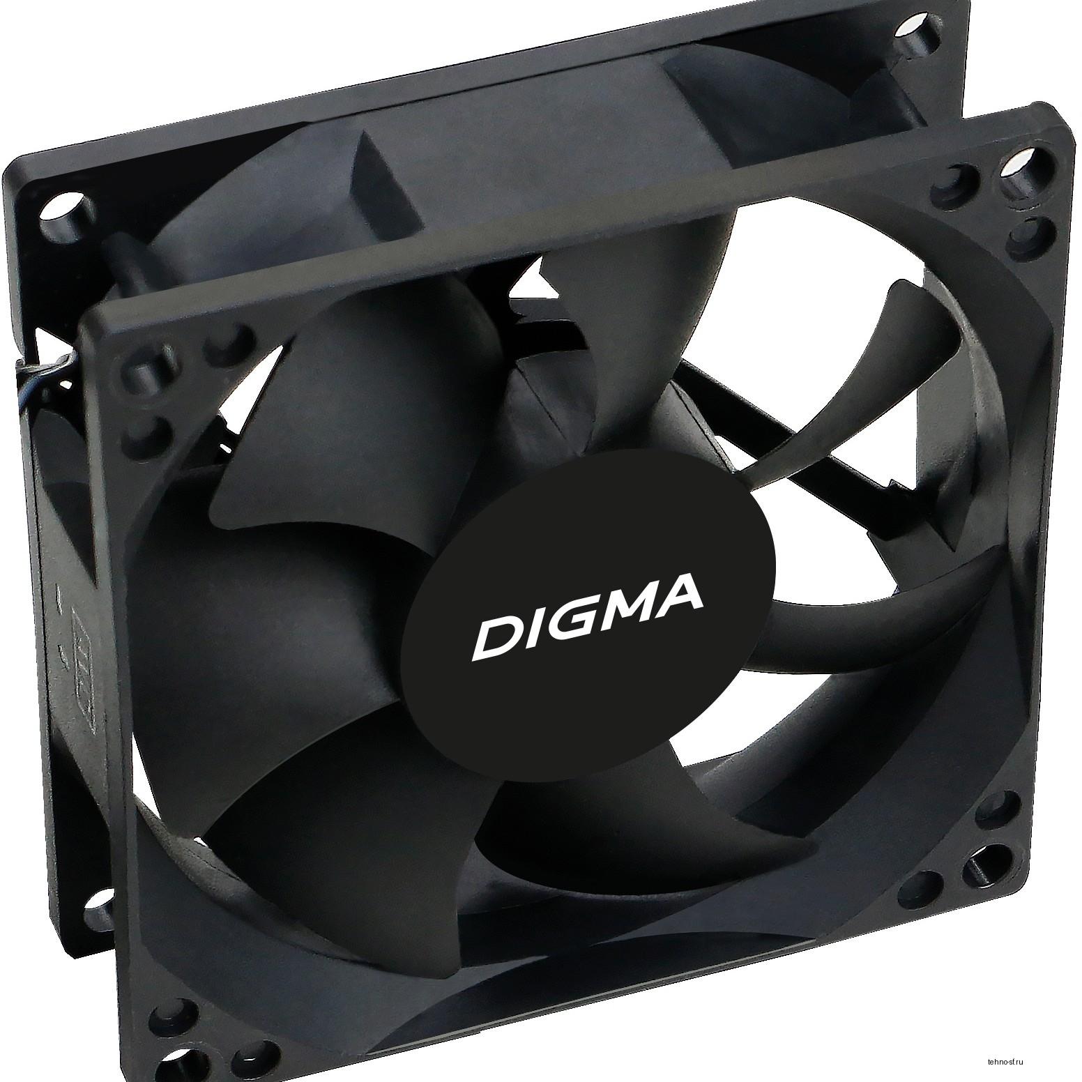 Вентилятор Digma DFan-80 80мм черный 3-pin 4-pin (Molex)  Ret
