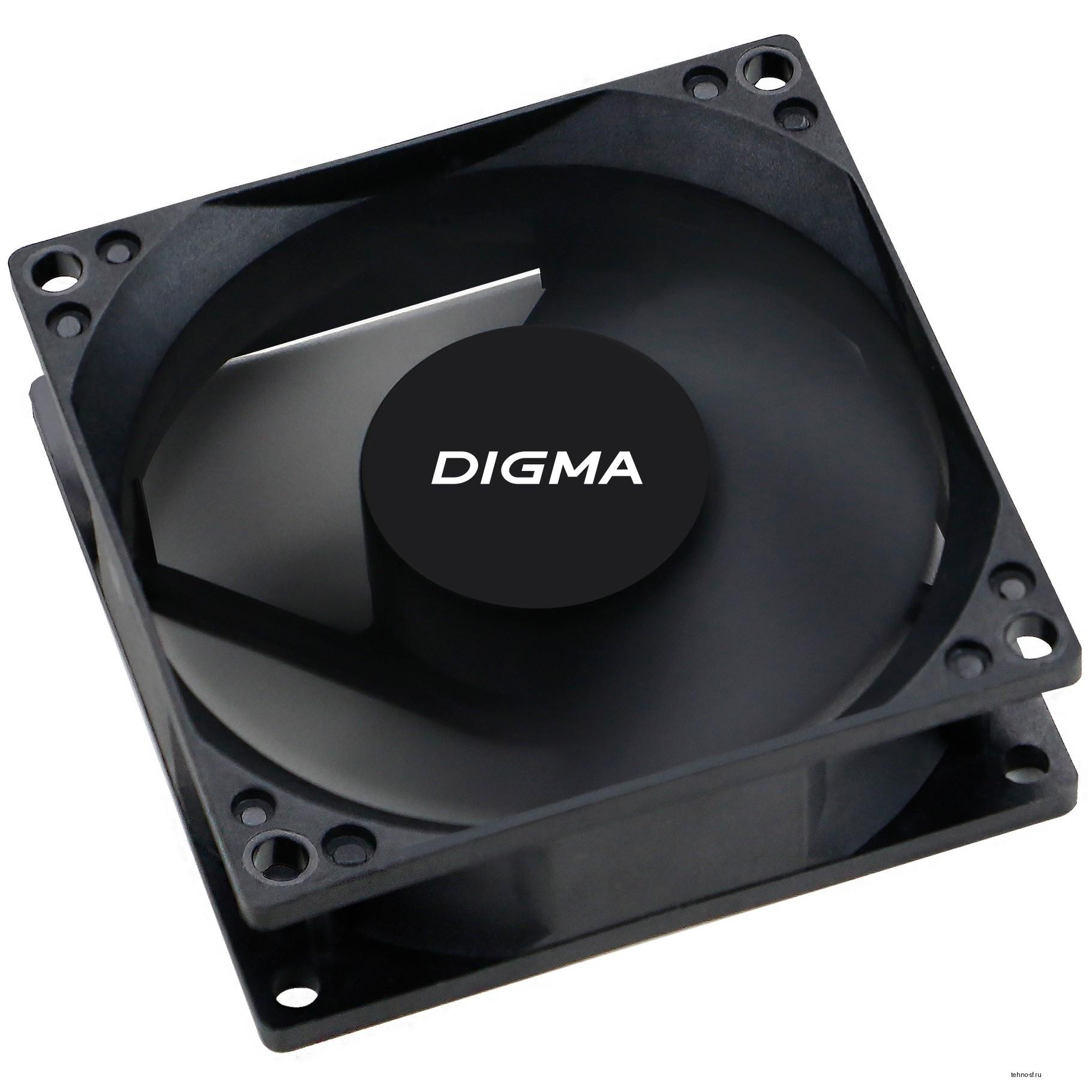 Вентилятор Digma DFan-80 80мм черный 3-pin 4-pin (Molex)  Ret