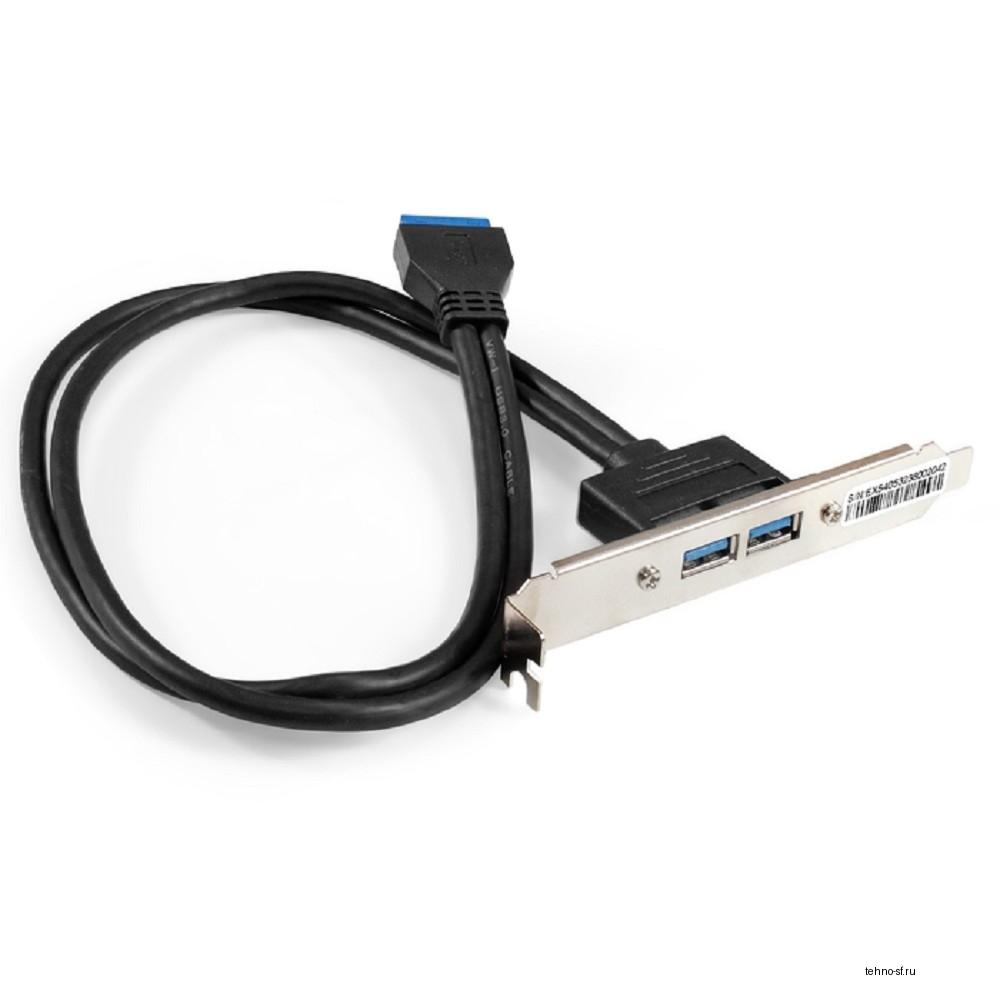 Exegate EX298295RUS Планка портов в корпус 2xUSB3.0 ExeGate BrctUSB3-2A (USB 3.0 20pin (IDC 20pin F) --> 2x USB 3.0 Af, кабель 20см)