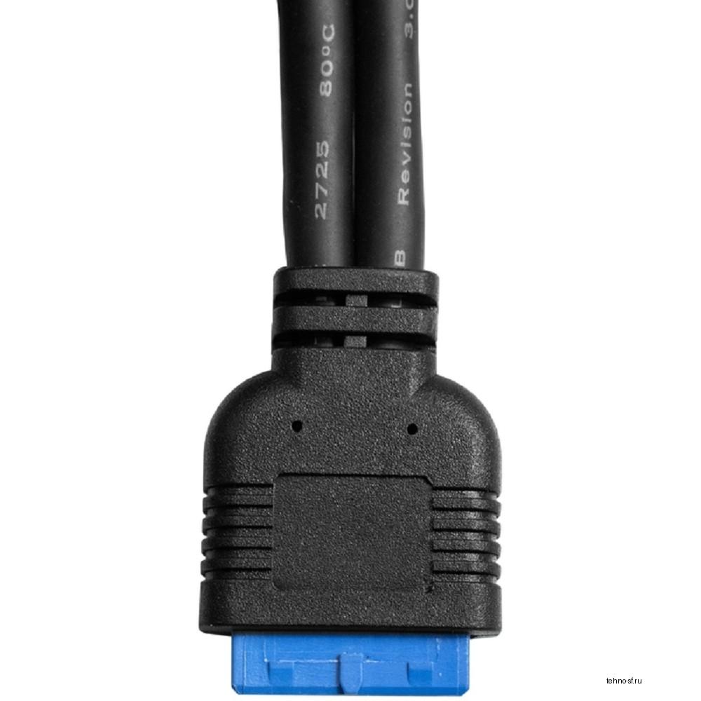 Exegate EX298295RUS Планка портов в корпус 2xUSB3.0 ExeGate BrctUSB3-2A (USB 3.0 20pin (IDC 20pin F) --> 2x USB 3.0 Af, кабель 20см)
