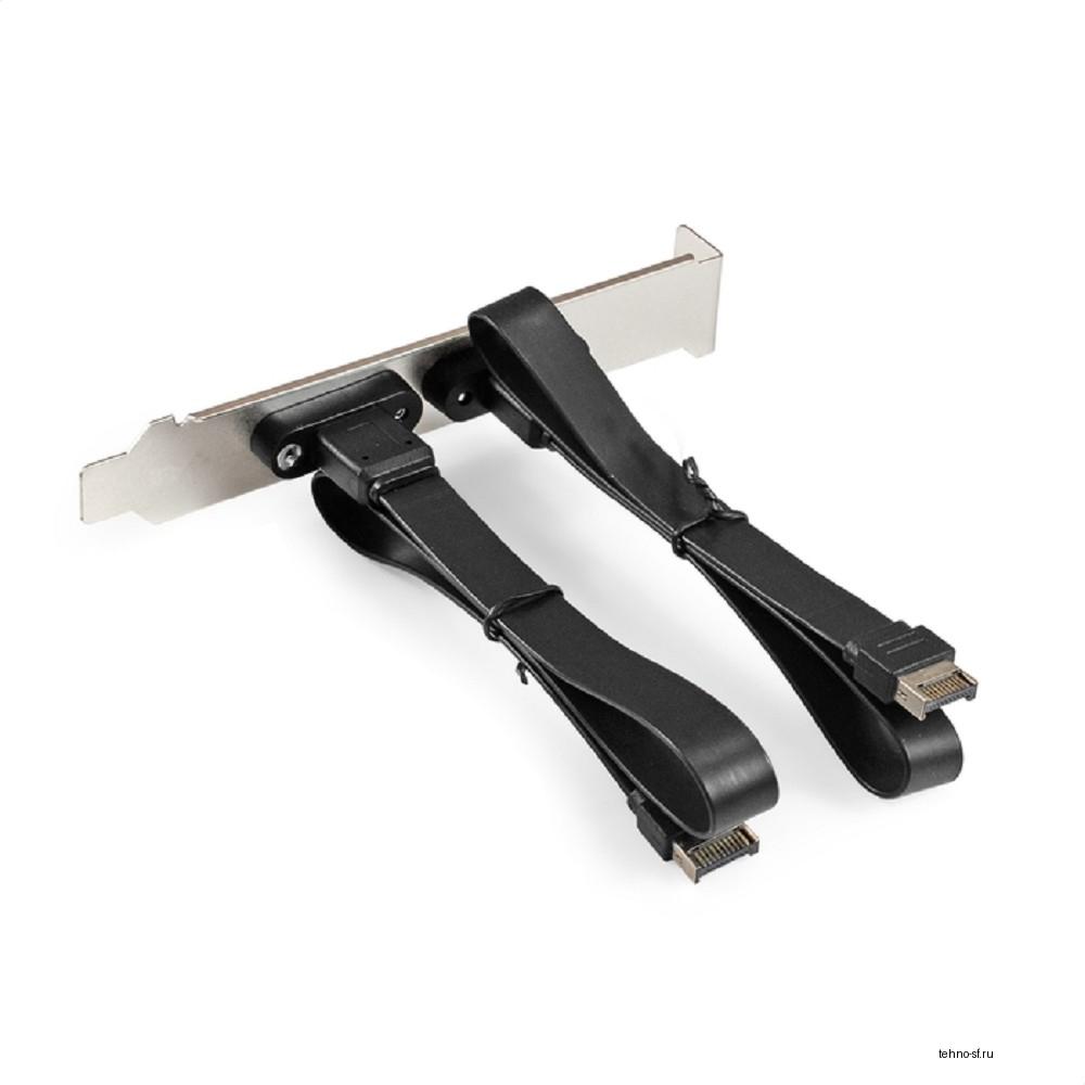Exegate EX298297RUS Планка портов в корпус 2xType-C SuperSpeed+ ExeGate BrctUSB32E-2C (USB3.2 Gen2 2xType-E 20Pin Male --> 2xType-C USB 3.2 Gen 2, SuperSpeed+ скорость до 10 Гбит/с, кабель 30см)