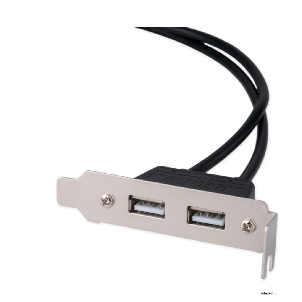 Cablexpert Планка USB 2.0 на заднюю панель низкопрофильная, 2 порта USB (CCUSBRECEPTACLE-LP)