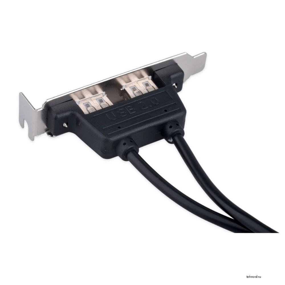 Cablexpert Планка USB 2.0 на заднюю панель низкопрофильная, 2 порта USB (CCUSBRECEPTACLE-LP)