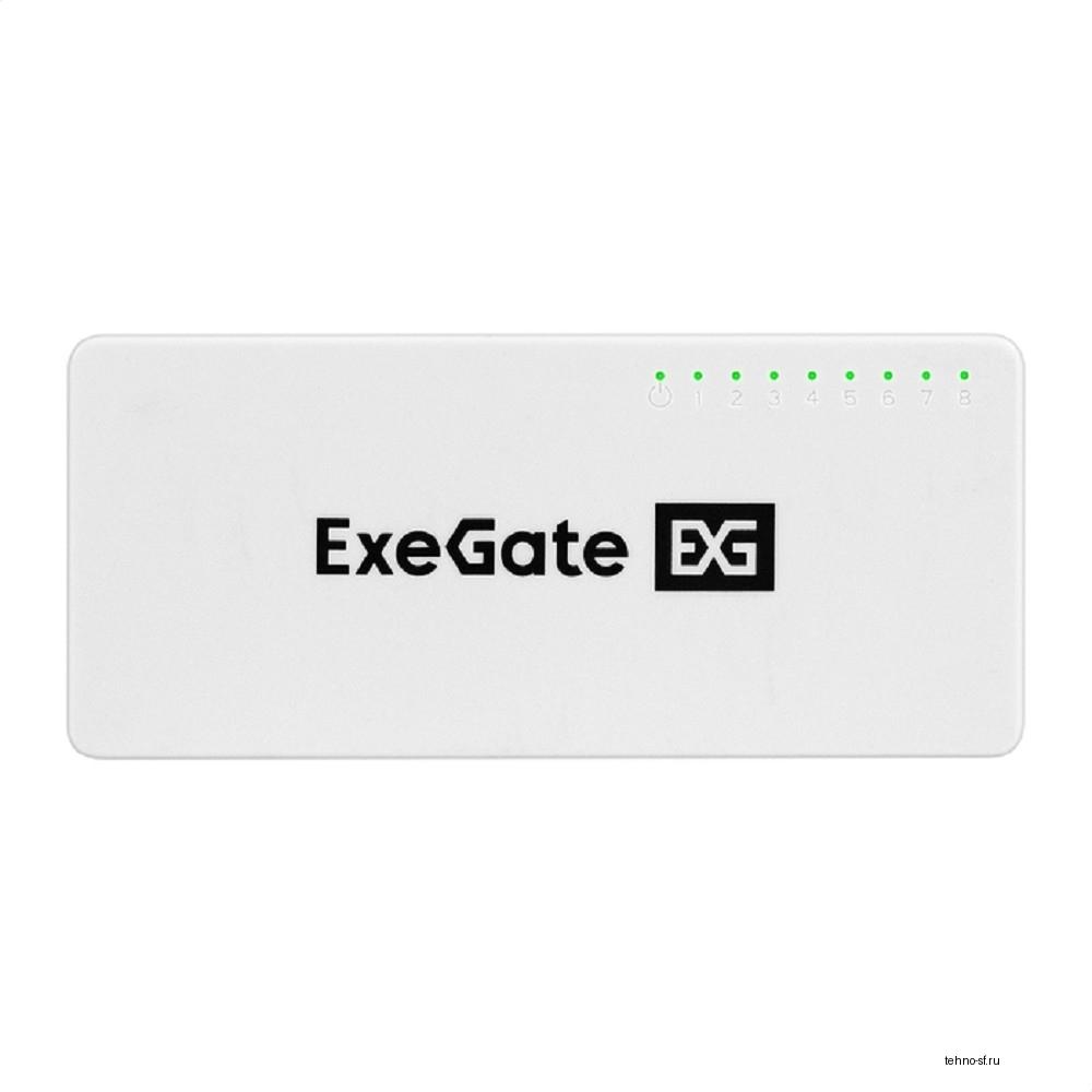 Exegate EX298688RUS Коммутатор неуправляемый ExeGate EDGS-1008C (8-портовый гигабитный UTP 10/100/1000 Base-T, с функцией энергосбережения (EEE), настольный/настенный)