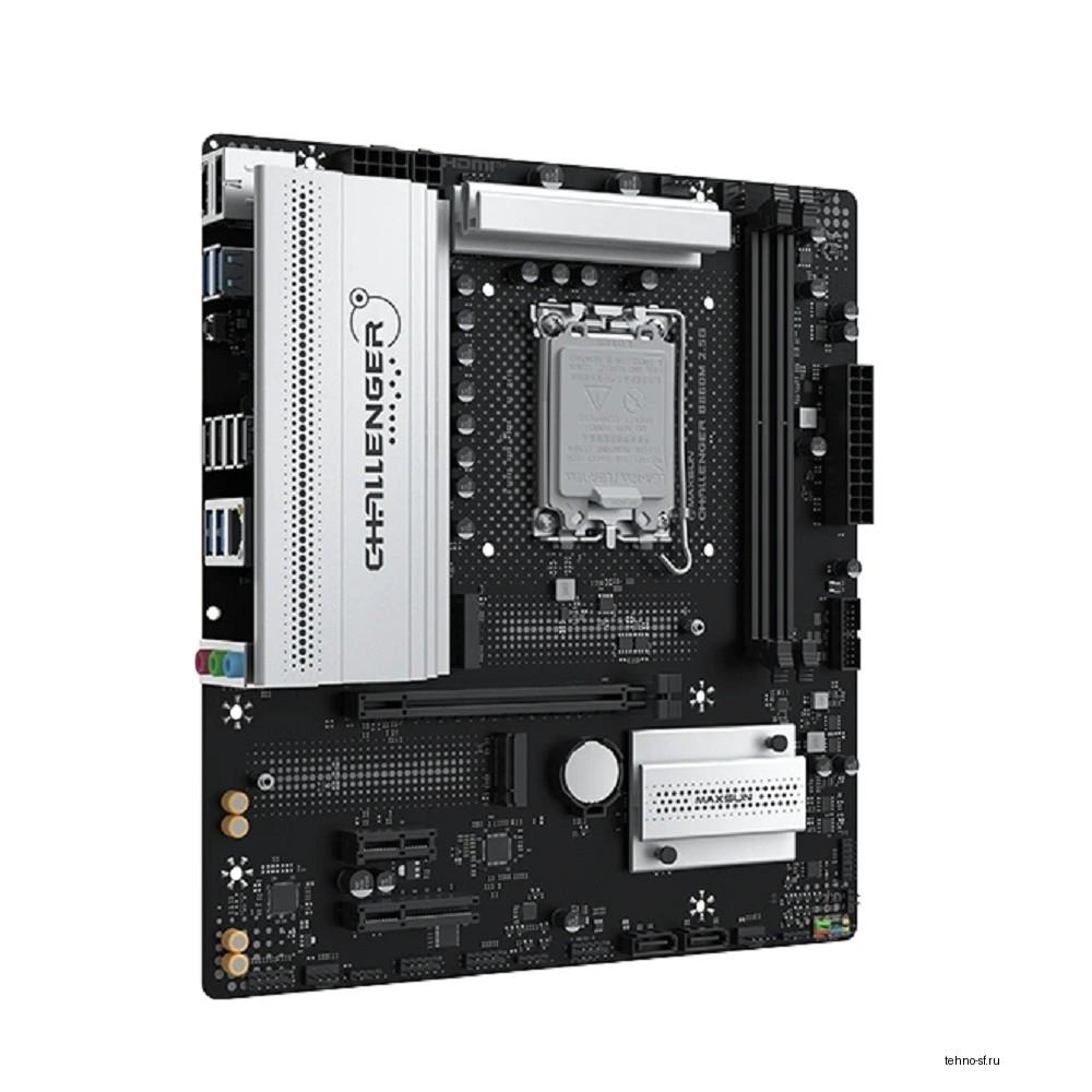 MAXSUN MS-Challenger B860M 2.5G (Socket 1851, mATX, 2*DDR5(96Gb), DP/HDMI, 2xSATA3, 2*M.2,1xPCI-Ex16/1xPCI-Ex4/1xPCI-Ex1, 4*USB 2.0, 4*USB 3.2, LAN 1*2.5G, Black, RTL)
